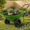 Enlarged Dual-Wheel Wheelbarrow, Easy Loading and Dumping Garden Cart, Heavy Duty Utility Dump Cart for Lawn, Yard, Farm, Gardening & Planting (Bright Green)