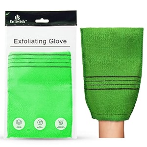 enliwish korean beauty skin exfoliating bath scrub gloves 2pcs - bath wash towel korean exfoliating towel body beauty back scrubber for shower green