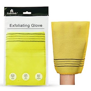 enliwish korean beauty skin exfoliating bath scrub gloves 2pcs - bath wash towel korean exfoliating towel body beauty back scrubber for shower yellow