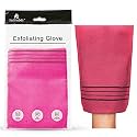 ENLIWISH Korean Beauty Skin Exfoliating Bath Scrub Gloves 2Pcs - Bath Wash Towel Korean Exfoliating Towel Body Beauty Back Scrubber For Shower (Pink)