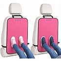 Enovoe Kick Mats - Set of 2 - Back of Seat Protector for Kids Feet - Car Seat Back Protector - Shields from Dirt and Scuffs - Durable Material - 16.8x32.8inch - Pink - Kick Mats Back Seat Protector