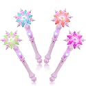 EnrichFun Light Up Frozen Snowflake Wand with Sound, Motion Sensitive Magic Princess Toys for Kids Girls Party Favors 4 Pieces, (Pink 4 Pack)