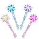 EnrichFun Light Up Frozen Snowflake Wand with Sound, Motion Sensitive Magic Princess Toys for Kids Girls Party Favors 4 Pieces, (2 Blue & 2 Pink)