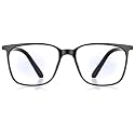 ENRICO Bluno Square Zero Power Computer Glasses for Men | Anti-Glare Blue Light Filter Computer Glasses for Eye Protection from Laptop/Mobile Screen | Blue Cut Reading Glasses for Women (Large)