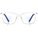 ENRICO Bluno Square Zero Power Computer Glasses for Men | Anti-Glare Blue Light Filter Computer Glasses for Eye Protection from Laptop/Mobile Screen | Blue Cut Reading Glasses for Women (Large)