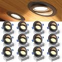 Ensenior 12 Pack 4 Inch Black LED Eyeball Gimbal Recessed Light, 5CCT