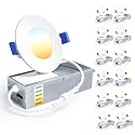 Ensenior 12 Pack 3 Inch LED Recessed Ceiling Light, 5CCT, 500LM 6W 120V