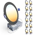 Ensenior 12 Pack 6 Inch LED Recessed Ceiling Light,Black,5CCT,1200LM 12W