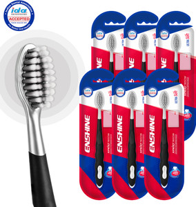 enshine expert protection tooth brush with pbt bristles for deep plaque removal ultra soft toothbrush pack of 6