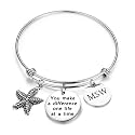ENSIANTH Social Worker Gifts MSW Graduation Bracelet You Make A Difference Jewelry Starfish Bracelet