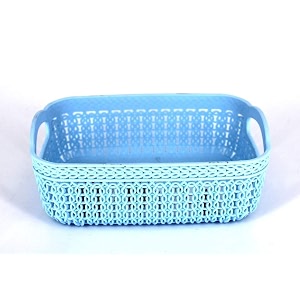 multipurpose storage basket set  plastic rectangle basket set of 2 without lid for kitchen cabinets bathrooms ideal for storing stationery vegetables clothes makeup itemsq-2