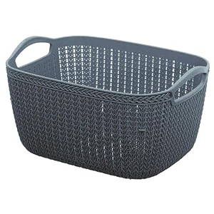 small storage basket - multipurpose unbreakable plastic storage basket with handle for kitchen bedroom office storage organizer of magazines vegetables fruits clothes booksq-5