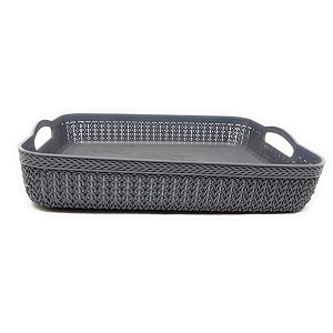 designer q-4 storage basket set  unbreakable plastic tray with handle for kitchen office bathroom organizing cosmetics cutlery magazines vegetables stationery