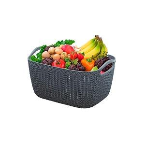 big storage basket - multipurpose unbreakable plastic storage basket with handle for kitchen bedroom office storage organizer of magazines vegetables fruits clothes booksq-6