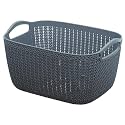 Small Storage Basket - Multipurpose Unbreakable Plastic Storage Basket with Handle for Kitchen, Bedroom, Office, Storage Organizer of Magazines, Vegetables, Fruits, Clothes, Books(Q-5)
