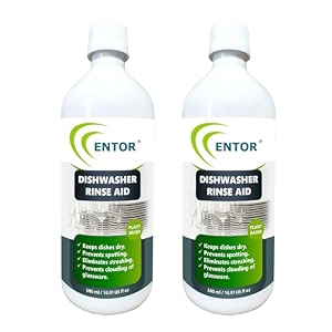 entor dishwasher rinse aid  for automatic dishwashers  plant based surfactants  biodegradable eco-friendly and safe  pack of 2 500 ml each