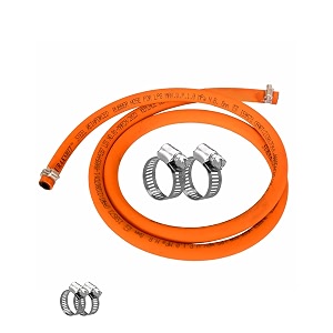 lpg rubber hose pipe reinforced steel wire flame resistant with clamp for indanebharatgas hp gas 15 meter