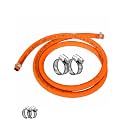 LPG Rubber Hose Pipe, Reinforced Steel Wire, Flame Resistant, with Clamp, for Indane/Bharatgas HP Gas (1.5 Meter)