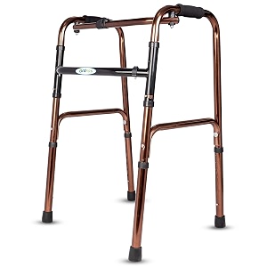 entros adult walker  sturdy aluminum frame  light weight amp height adjustable portable walker for old people handicap amp patients  metallic brown - kl919l
