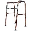 Entros Adult Walker | Sturdy Aluminum Frame | Light Weight &amp; Height Adjustable Portable Walker for Old People, Handicap &amp; Patients | Metallic Brown - KL919L