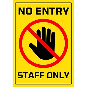 No Entry Staff Only Sign Sticker Board