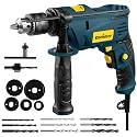 Enventor Hammer Drill with 9 Bits, Variable Speed, 900W, 1/2 in Chuck, Blue