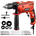 Enventor Hammer Drill with 9 Bits, Variable Speed, 900W, 1/2" Chuck, Corded