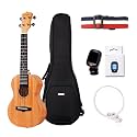 Enya Concert Solid Mahogany Ukulele KUC-25D set with gig bag tuner string strap for beginner, (KUC25D)
