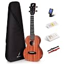 Enya Concert Ukulele 23 inch Kit in Mahogany Pattern Beginner Ukulele with Online Lessons,Padded Ukulele Bag,Tuner, Aquila Strings,Strap,Picks and a Ukulele Booklet EUC-X1M