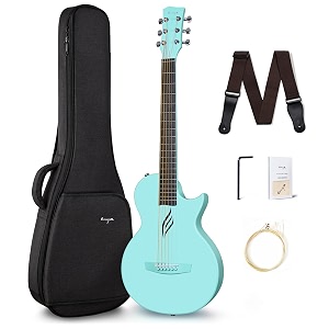 enya nova go carbon fiber acoustic guitar 12 size beginner adult travel acustica guitarra wstarter bundle kit of colorful gift packaging acoustic guitar strap gig bag cleaning clothblue