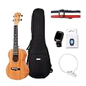 Enya Soprano Solid Mahogany Ukulele KUS-25D set with gig bag tuner string strap for beginner, (KUS25D)