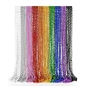 EOBOH 50PCS Mardi Gras Beads, Metallic 10 Kinds of Bead Necklace Party Favors, 33" Mardi Gras Necklace Stuff, Festival Parade Throw Accessories for Wedding Birthday Celebrations Decorations