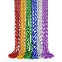 EOBOH 72PCS Mardi Gras Beads, Metallic 10 Kinds Bead Necklace Party Favors, 33" Mardi Gras Necklace Stuff, Festival Parade Throw Accessories for Wedding Birthday Celebrations Decorations