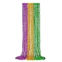 EOBOH 72PCS Mardi Gras Beads Throws, Mardi Gras Green Purple Gold Metallic Beads Necklaces Accessories Bulk, Mardi Gras Beads Necklace Costumes for Parade Throws Party Decorations Favor Supplies