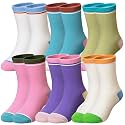 Eocom Girls Socks Little Kids Crew Socks Cotton Cute Youth Dress Socks 6 Pairs