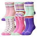 Eocom Girls Socks Little Kids Crew Socks Cotton Cute Youth Dress Socks 6 Pairs