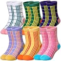 Eocom Girls Socks Little Kids Crew Socks Cotton Cute Youth Dress Socks 6 Pairs