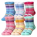 Eocom Girls Socks Little Kids Crew Socks Cotton Cute Youth Dress Socks 6 Pairs