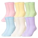 Eocom Girls Socks Little Kids Crew Socks Cotton Cute Youth Dress Socks 6 Pairs
