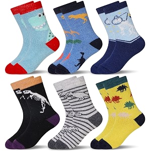 eocom kids wool socks for boys girls warm hiking thermal winter cozy soft thick toddlers crew boot socks 6 pairs