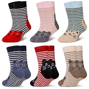 eocom kids wool socks for boys girls warm hiking thermal winter cozy soft thick toddlers crew boot socks 6 pairs