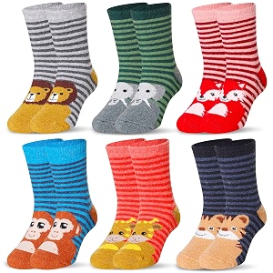 eocom kids wool socks for boys girls warm hiking thermal winter cozy soft thick toddlers crew boot socks 6 pairs