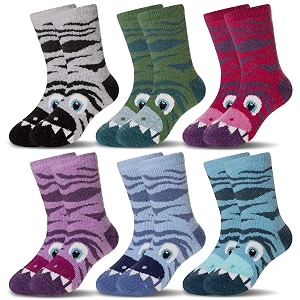 eocom kids wool socks for boys girls warm hiking thermal winter cozy soft thick toddlers crew boot socks 6 pairs