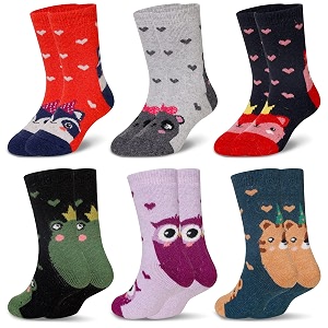 eocom kids wool socks for boys girls warm hiking thermal winter cozy soft thick toddlers crew boot socks 6 pairs