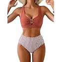 Eomenie High Waisted Bikini Sets for Women Tummy Control U Wired Swimsuit