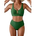 Eomenie High Waisted Bikini Sets for Women Tummy Control U Wired Swimsuit