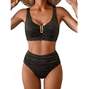 Eomenie High Waisted Bikini Sets for Women Tummy Control U Wired Swimsuit