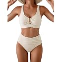 Eomenie High Waisted Bikini Sets for Women Tummy Control U Wired Swimsuit