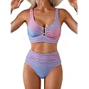 Eomenie High Waisted Bikini Sets for Women Tummy Control U Wired Swimsuit