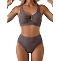 Eomenie High Waisted Bikini Sets for Women Tummy Control U Wired Swimsuit
